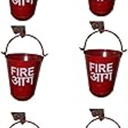 SENSE SAFETY-Fire Bucket Alloy Steel Iron Safety Fire Bucket for Fireplace Burning Wood Indoor Outdoor Ashes Carrier Container 9L Red (Pack of 6)-picture-7