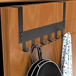 Over The Door Hook Hanger with 6 Hooks – Heavy Duty Metal Door Organizer for Coats, Bags, Towels, Hats – Space Saving No-Drill Hanging Rack for Bedroom, Bathroom & Kitchen (Black)(6 Hooks)-image-14