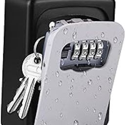 Lospu HY Key Lock Box with 4 Settable Digit Combination Wall Mounted Made of Weather Resistant Steel for Indoors or Outdoors Holds up to 5 Keys-13