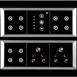 12M Glass Smart Switch Board | 10 Smart Switch Control, 1 Smart Fan Regulator, 2 Socket | Compatible with Alexa and Google Home (Black) (Size: 12M- 220 x 160 x 45 mm)-0