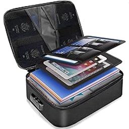 Fireproof Document Box,Fire Proof Documents Storage Box with Lock,Box Files Portable,Waterproof and Fireproof Document Organiser,Paperwork Organiser for Passports, Certificates, Valuables-6
