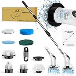 7 in 1 Multifunction Electric Spin Scrubber IPX7 Cordless Automatic Cleaning Brush Supplies for Bathroom with Long Handle Dish wash Kitchen car Window Corner Tiles Tough Stains-18