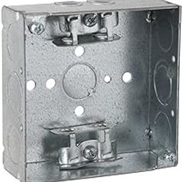 Hubbell 213 Square Box 4", 1-1/2"Deep, 1/2"& 3/4" Side Knockouts, Mc/Bx Clamps, Welded-image-84