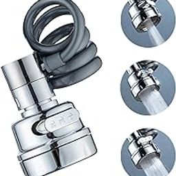 TAPUJI Faucet Sprayer Attachment with Stretchable Hose – 360° Swivel Sink Faucet Extender, 3-Mode Water Outlet Aerator for Kitchen & Bathroom, Anti-Splash Tap Head Replacement (PACK OF 1)-image-3