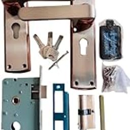 SHRI Banke Bihari Hardware Heavy Duty Mortise Door Lock Set with Euro Cylinder | 3 Keys, SS Handle, Lock Body & Screws | Copper Finish | for Wooden & Metal Doors | Premium Security Lock Kit-29