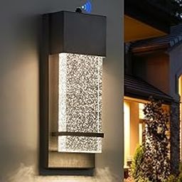 Yisuro Sunrise Porch Lighting, Modern Black Wall Light with Glass LED Bubbles, Outdoor Lighting, 1 Piece-image-33
