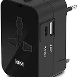 GM 3064 Universal Charger with 240V Power Output | International Travel Adaptor with Port Type C - 3.1Amp and Type A - 2.1Amp Output | LED Indicator | for 150+ Countries US,UK,EU,AUS,Etc - Black-22