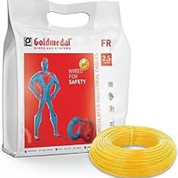 Goldmedal 45 Meter 1100V 2.5 Sq mm Fire Retardant Electric Wire (Yellow) - Pack of 1 | Wire for Domestic & Industrial Connection Use | Multi-Strand, PVC Electrical Insulated Copper Wire-14