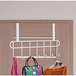 Stainless Steel Over-The-Door Hanger with 7 Hooks | No-Drill Installation for Home Office and Dorm Use | Ideal for Hanging Clothes Bags Towels & Accessories|Design - 18 Over Door Hooks-image-45