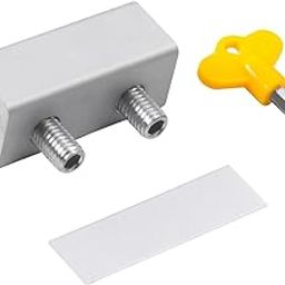 UJEAVETTE Sliding Window Lock Premium with Key Hardware Practical Window Security Lock Silver Dual Hole-13