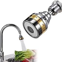 HASTHIP® Swivel Faucet Aerator with 3 Spray Modes, 360° Swivel Kitchen Faucet Spray Head, Water Saving Faucet Nozzle Adjustable Rinse Faucet Kitchen Sink Faucet Extender for Kitchen Sink Aerator-5