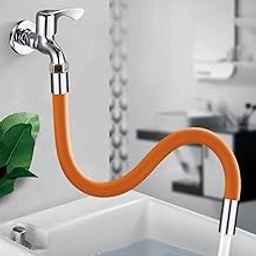 Eco Shopee SHOPPING SIMPLIFIED Faucet Extension Hose 360°Rotating Foaming for Kitchen Bathroom Garden Suitable for 0.75 Inch Faucet.. (Color: Orange-Silver, Length: 29.5 CM) (P30CM)-picture-30