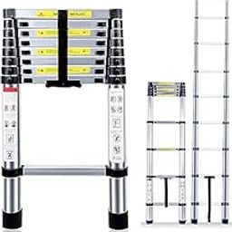KriShyam Telescopic Ladder 11.48 FT / 3.5 m, Aluminum Collapsible 9 Step Ladder with Non-Slip Feet, Lightweight Compact Folding Ladder, (3.5 M (Stainless Steel))-picture-23