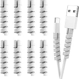 BKN® Spiral Charger Cable Protector USB Data Cable Saver & Earphones Elastic Cord Protective Cable Cover (Grey 8pcs)-image-73