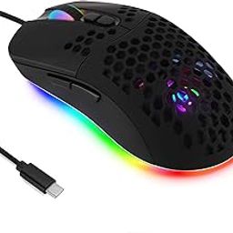 Attoe USB C Mouse,Lightweight Gaming Type C Mouse up to 7200 DPI,Wired Mouse for MacBook Pro Chromebook Laptop PC and More USB Type C Devices (Black)-image-55