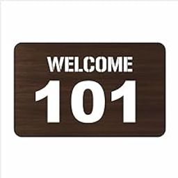 Number Plate 101 Door, Room, etc Engineered Wooden Board fixed with White color text water proofing PVC sticker | Easy installation type double sided tape fixed on backside and including Screw with Fixture-13