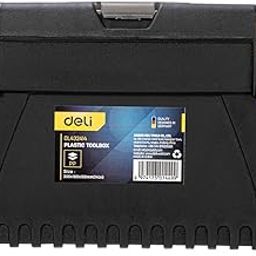 Deli DL432414 14" Multipurpose Tool Box with Transparent Storage Isolation Tray & Two Layer Folding Structure Carry Handle Hand Tools Kit for DIY Home and Professional Use (Pack of 1, Yellow/Black)-picture-22