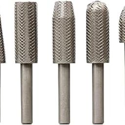 ILIKA High Speed Metal File Burr Drill Bit Set Metal Working Rasps 1/4" / 6.35mm Shank Burs Tools Cutting Tool Black 5pcs/set, High Speed Steel, Round (5 PC)-20