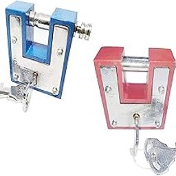 Set of 2 Aligarh Bar Lock and Keys for Home, Shop, Room, Door and Kitchen,100 MM, 3 Keys, Double Locking System Padlock-0