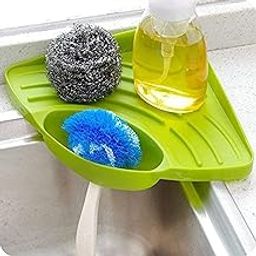 Inditradition Multipurpose Plastic Kitchen Sink Organizer Corner Tray (Large, Green)-24