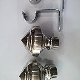 Decorative Curtain Rod Finials with Wall Brackets, Chrome Finish, Set of 2-image-20