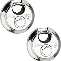 Link® Hi-Tech 90mm Round Padlock | Stainless Steel Body | Hardened Shackle | 3 Silver Keys with Hi-Tech Nickle | | Made in India, Pack of 2-17