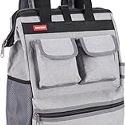 Justzon Backpack Tool Bag with Padded Back Support Heavy Duty Tool Kit Carrier Storage Bags for Electrician, Plumber, HVAC, Cable Repairman-image-24