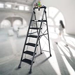 Plantex Hulk 6 Step Ladder for Home/Heavy-Duty Mild-Steel/Advanced Locking System/Anti-Skid Wide Step Ladder(Grey-Metallic)-image-16
