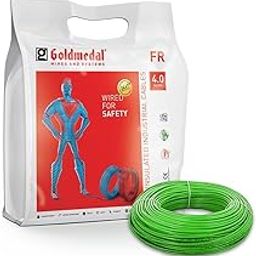 Goldmedal 45 Meter 1100V 4.0 Sq mm Fire Retardant Electric Wire (Green) - Pack of 1 | Wire for Domestic & Industrial Connection Use | Multi-Strand, PVC Electrical Insulated Copper Wire-0