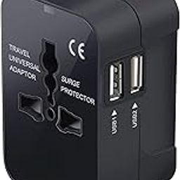 Loire® Original Universal 2 USB Ports 15W Charger/Adapter, International Universal Travel Adapter All in One Travel Charger Adapter for US, UK, Europe, AU, Worldwide AC Outlet Plugs Adapters (Black)-11
