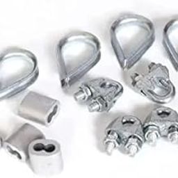 JTC Gym Wire U Lock/Wire Thimble (Eye) Lock Wire Ferrule Lock Combo Pack Silver-image-50