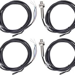 Oubit Ailao 4 Sets Of Proximity Switch 8mm Diameter Inductive Proximity Sensor Switch PNP DC 3 Wires Contact NC 6-36V DC 1mm Measuring Range-0
