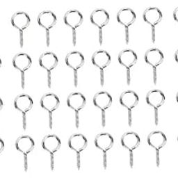 JECOMPRIS 3sets 26mm Sheep Eye Screws Threaded Hooks Self-Tapping Latch for Ceiling Home Office 36pcs*3-image-22