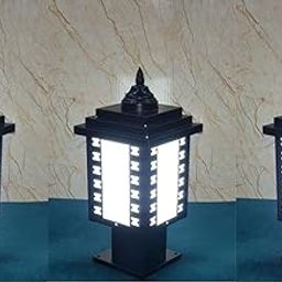GreyWings Traditional Black Outdoor Gate Light for Pillar, Iron & Plastic Waterproof Lamp for Garden, Balcony, Entrance, B-22 Holder, Pack of 3-image-48