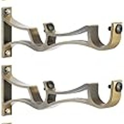 ZYREX® Antique Finish Double Curtain Support for Bracket Parda Holder Window Rod Support Fittings (Brown (Pack of 4)-image-3