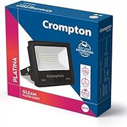 Crompton Gleam 50 Watt Outdoor Waterproof LED Flood Light | Wide Angle Beam| (Cool Day Light 6500K) - Pack of 1-Glass;Aluminium-6