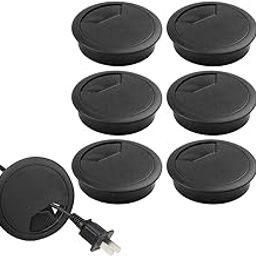Serplex® 6Pcs Desk Grommets 2.36 inches Round Cable Grommets Desk Cable Hole Covers Multi Cable Organizers Office Decorative Desk Grommets for Power Cords(Black)-image-4