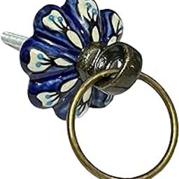 Maison Belle Ceramic Drawer Knobs for Kitchen Cabinet Hardware Door Pulls- Gold Antique Finish (Size 1.75 INCH, Pack of 4) Blue Hand Painted-image-31