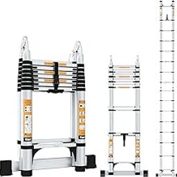 Equal 22 FT 2-in-1 Aluminum Telescopic Ladder with 2 Triangle Support & Stabilizers | EN131 Certified with 2 Year Warranty | 150kg Max Capacity | Ladder for Home or Outdoor Work (6.6m/8+8 Step)-image-9