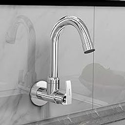 Plantex Pure Brass Kitchen Sink Tap with 360° Extended Swivel Spout with Water Saving Aerator/Sink Tap for Kitchen Basin with Brass Wall Flange-7 Year Warranty by Plantex (COL-1010- Chrome)-picture-6