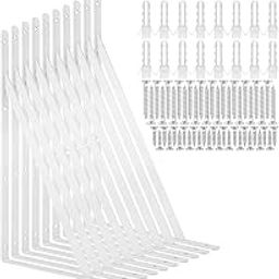 ROSE AHMED 10 Pack 16In. Shelf Brackets Heavy Duty Right Angle Bracket Triangle Shelf Brackets Steel Floating Shelf Bracket, Hanging Iron Shelving Wall Angel Corner Brace,White.-image-7