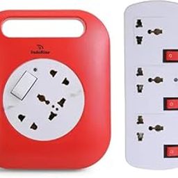 Indorise Indorise Multipurpose Power Strip 2 Meter Wire Length 6 Socket Extension Boards (Red, White)-picture-24