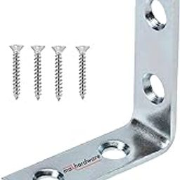 Mak Hardware® L-shaped L Patti Steel Angle Bracket for Solid Shelf Support Joint Right Corner BraceShelf Bracket for Reinforcing Chairs/Tables with 48 pieces Screw (1.5''x1.5'' Inch) Pack of 12 Pieces-9
