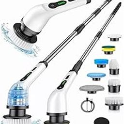 HIYON 9-in-1 Electric Spin Scrubber for Bathroom & Home | 7+ Brush Heads, Adjustable Speeds, LED Display, Long Handle | Powerful 350RPM Cleaning Brush for Floor, Tub, Tile, Car 9 in 1 Scrubber-image-85