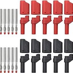 WMYCONGCONG 10 PCS Safety Fully Insulated 4mm Banana Plugs DIY Wire Solder Male Stackable Connectors with Jack Socket Adapters for Multimeter Test Leads Ends Probes-image-53