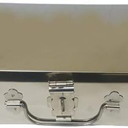 GinoSet® Stainless Steel Storage Boxes, Cash Peti, Pooja Peti,Organizer, Vanity Box,Safe Locker Box 10 Inch Storage Box (Steel) W-10", H-3", L-7" Cash Box-20