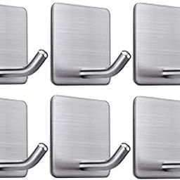 Golden bird Heavy Duty Adhesive Hooks Stick on Wall Hooks Towel Hooks Door Hooks Waterproof Stainless Steel Adhesive Towel Hooks Holders for Hanging Clothes Bathroom (J Shape, 6)-image-42