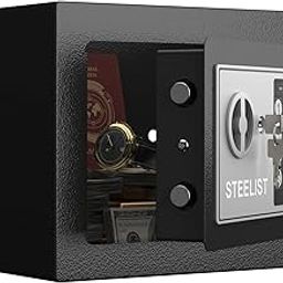 STEELIST Safe Box, 0.23 Cubic Feet Small Safe with Electronic Keypad, Steel Safe with Key, Digital Security Safe with Combination Lock, Safe for Money, Jewelry, Hotel or Business, Black-11