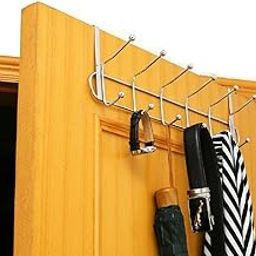 WOTOFY Door Hanger for Cloth Hanging Multifunctional Metal Chrome Finish Door Hook Organizer for Clothes Towel Coat Hanging Hook (2 Hook - White)-image-10