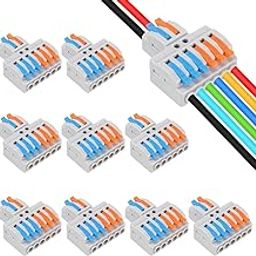 SEMITO Wire Cable Connector - Wire cable Circuit Inline Splices With Control Lever, Compact Splicing Jointer, Cable Conductor Clamp for 28-12 AWG (Branch terminal block-2 In 4 Out, 2)-14